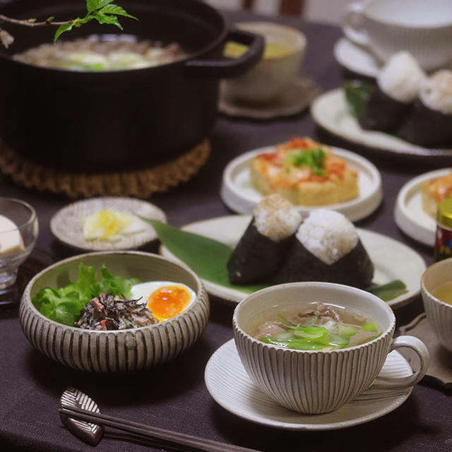 【献立】肉吸いと、おにぎりと、ひじきサラダと。～今年の冬は例年よりずーーーっと過ごしやすいです＠新潟県～
