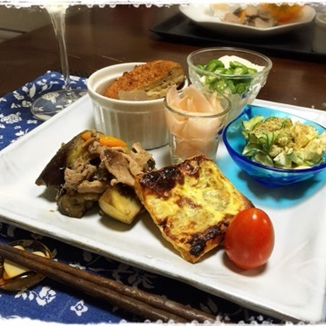 採れたて茄子やトマトのおうち飯。