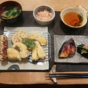 鶏天・タケノコの天ぷら・ブリの照焼・ネギ焼きそば・菖蒲湯♪