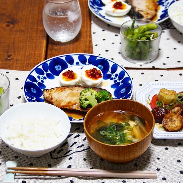 【下味冷凍】ブリのごまドレッシング漬け焼き/簡単すぎるゆで卵の副菜