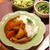 キャベツのサラダとカレー