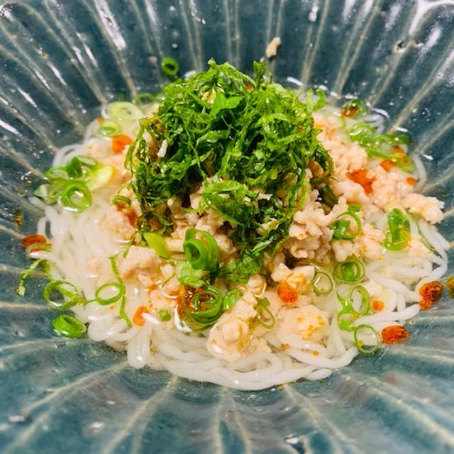 レンジで鶏そばろのぶっかけそうめん　/　糖質off　/　きょうのみんなの料理