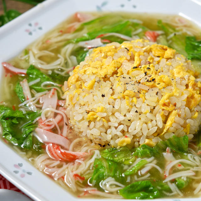 かにかまレタスのあんかけチャーハンのレシピ