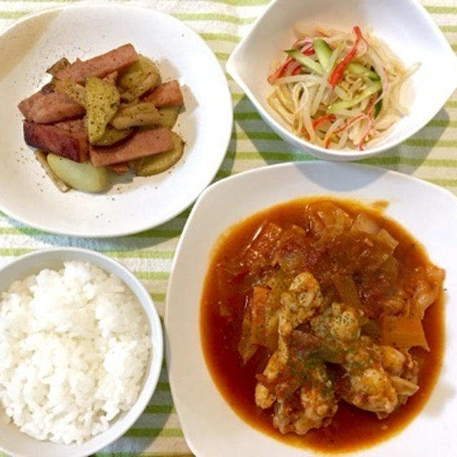 鶏肉のトマト煮込みの晩ご飯☆