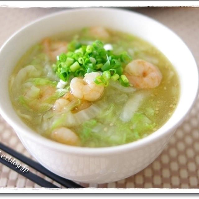 えびと白菜の生姜たっぷりあんかけラーメン