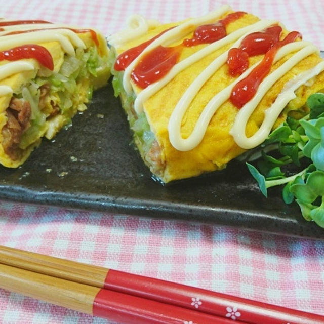 焼き鳥缶とキャベツのたまご焼き