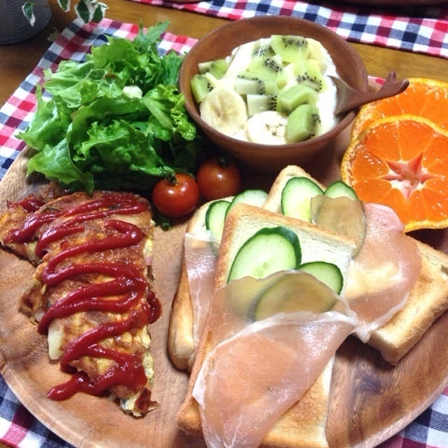 生ハムクリチオープンサンドde朝ごはん♪…要領の良さ