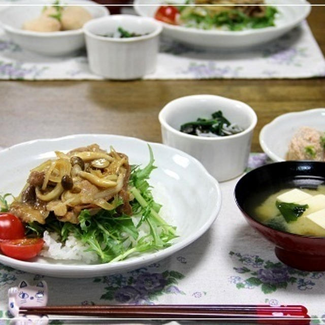 ・ポークジンジャー丼＆里芋のたらこ煮