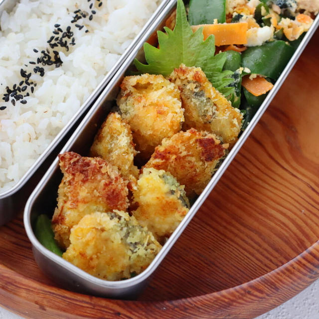 【2品弁当レシピ】魚の切身をボリュームup！「タラの薄切りチーズカツ」「わかめとツナと野菜のレンジ卵」連載更新しました
