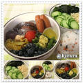 ◆８．４　冷やしたぬきうどん＆おにぎり＆８．５　かまねぎ炒飯のお弁当（長男）♪◆つくレポ／きゅうりのＣＣＭサラダ（みつみつさんのＣＣＭ）