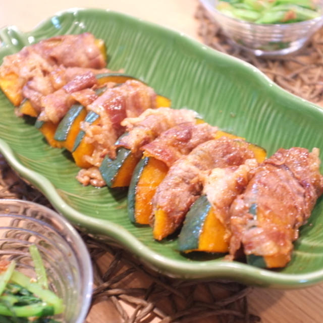 かぼちゃの牛肉巻きシナモン&ぽん酢焼き♪