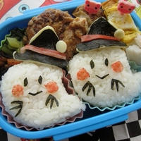 ハロウィンおばけ弁当（幼稚園）（キャラ弁）・うどん食べ比べ