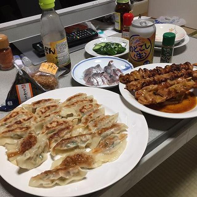 奥さんの手作り餃子。香箱座りのきなこ