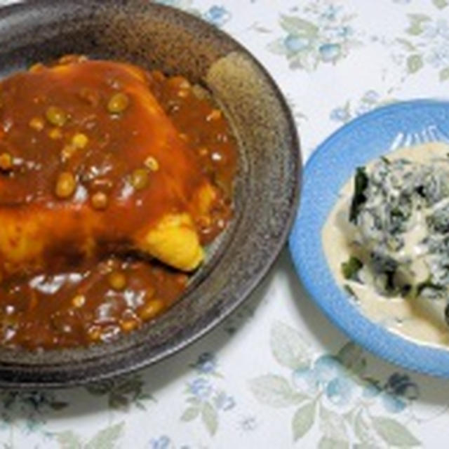 ◇豆腐サラダ、とオムライスカレーソース