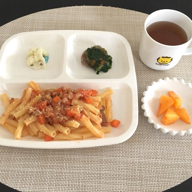 【離乳食完了期】お子様ランチ♡ミートソース&小松菜の柿トマトソースハンバーグ