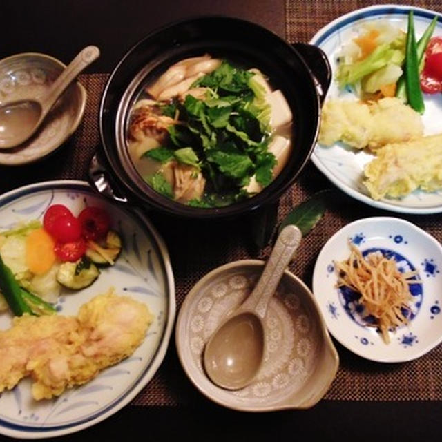 揚げ物をしてしまったぁ・・・貝と豆腐の生姜ミニ鍋♪～♪