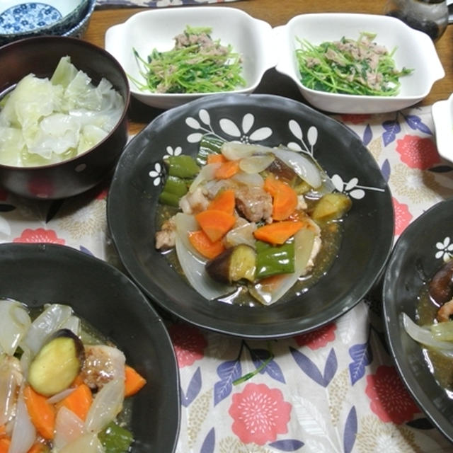 ローカロリー酢豚と無限豆苗