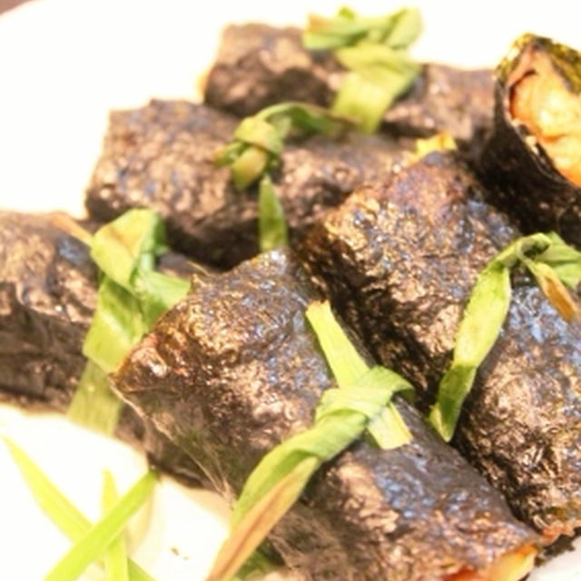 ちくわと納豆のネギ巻き焼き　おまけはチーズ巻き♪