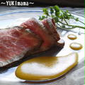 FOODIES　Today's Resipe～魚焼グリルで簡単～ローストビーフ柿のソース～ by YUKImamaさん