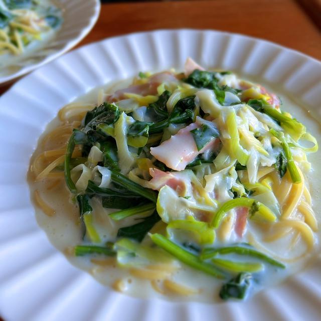 ほうれん草苦手な息子が完食！ほうれん草のスープパスタ