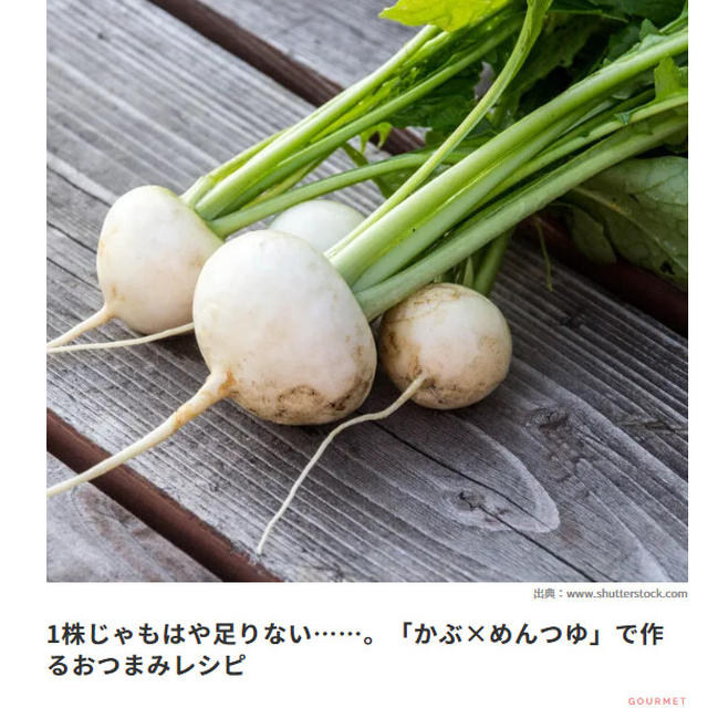 【掲載のお知らせ】４MEEE「かぶ×めんつゆでつくるおつまみレシピ」
