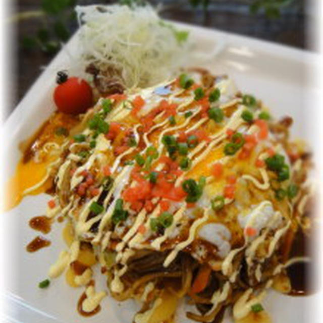 カフェ風★変わり広島風お好み焼きプレートランチ【簡略レシピ画像のみ】