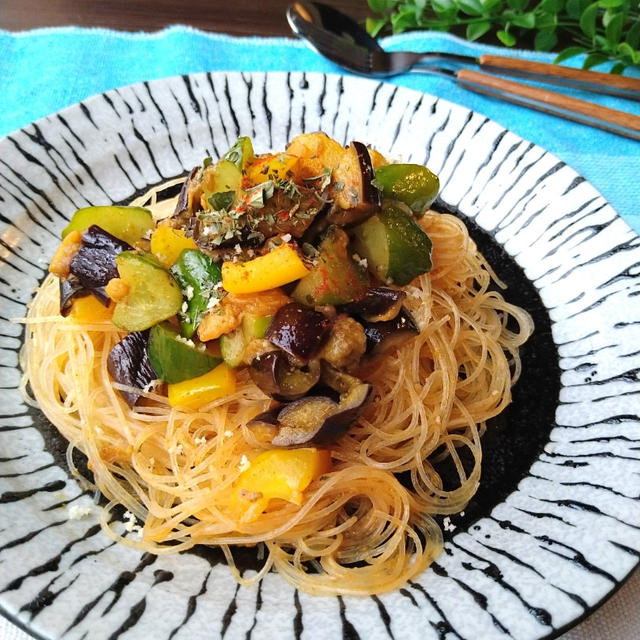 スパイシーでレモン爽やか☆夏野菜のモロッコ風春雨サラダ〜スパイスアンバサダー〜