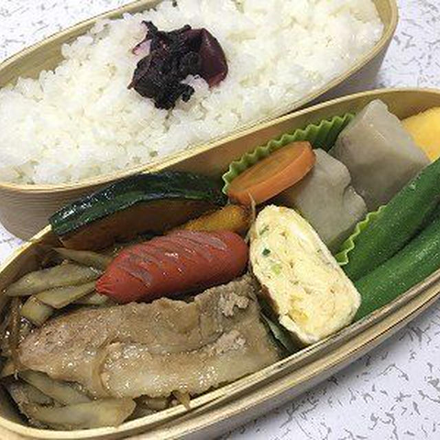 豚バラ肉とゴボウ炒め弁当