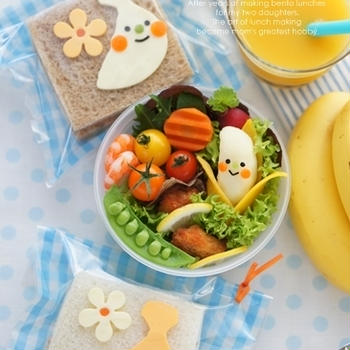 【掲載】バナナキャラのサンドイッチ＆マッシュポテトのお弁当++