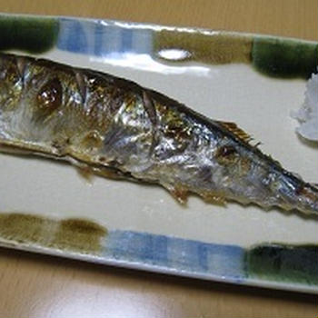 夕食　秋刀魚とアボカドのお刺身
