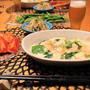 ストウブで『海老と豆腐の旨煮』の献立。