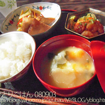 自作エビチリとチキン南蛮風【ひとりごはん：080903】