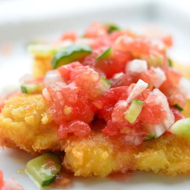 白身魚のフライ トマトのジュレを添えて By Marikoさん レシピブログ 料理ブログのレシピ満載