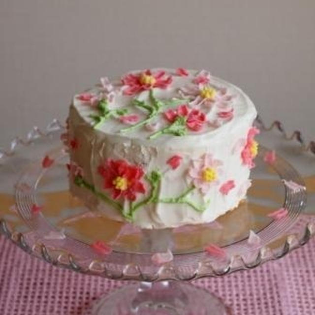 秋桜のデコレーションケーキ