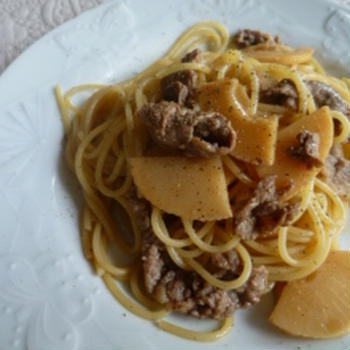 牛肉と筍のスパゲッティ