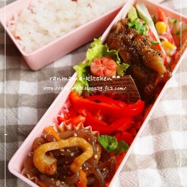 豚スペアリブのマーマレード煮で弁当。
