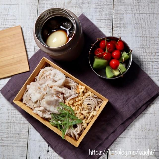 息子の＊豚しゃぶたぬきそば弁当♡【#お弁当#冷たいめん】