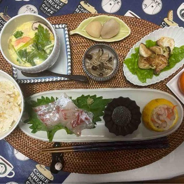 鯛の昆布締めで始まる晩ご飯