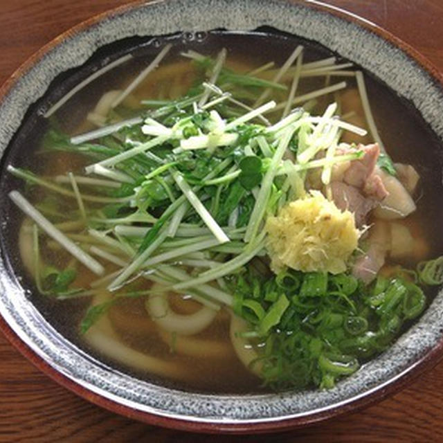 今朝の麺は「鶏と水菜のはりはりうどん」