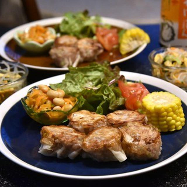 焼きシュウマイ＆苺バナナスムージ―