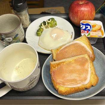 1.4【朝ごはん】生ハムトースト&米ごはん❣️ﾃﾞｽ