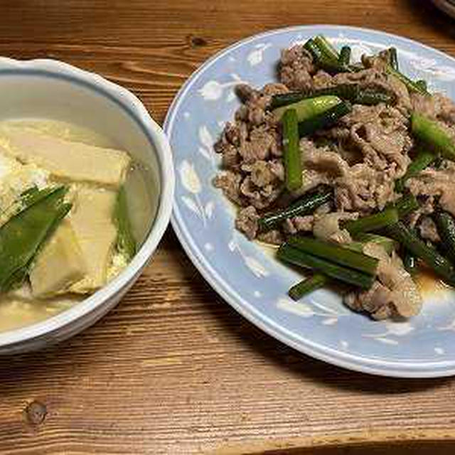 豚肉とニンニクの芽のオイスターソース炒め