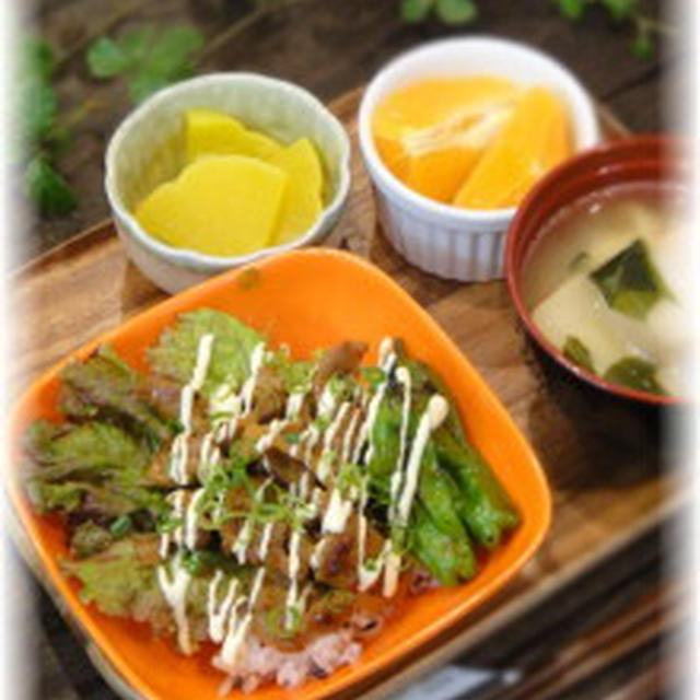 カフェ風☆ポークケチャップ丼定食(レシピ）
