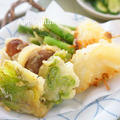 ふきのとうとアスパラの春野菜天ぷら盛り合わせ＆かぶといかのさっと煮～春野菜満喫定食