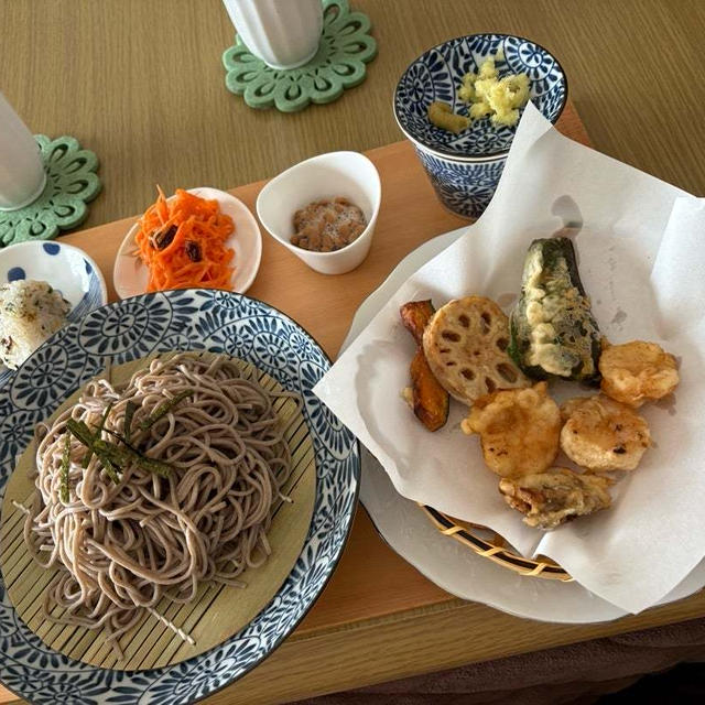 夫が大喜びのおうちで天ざるランチ♪