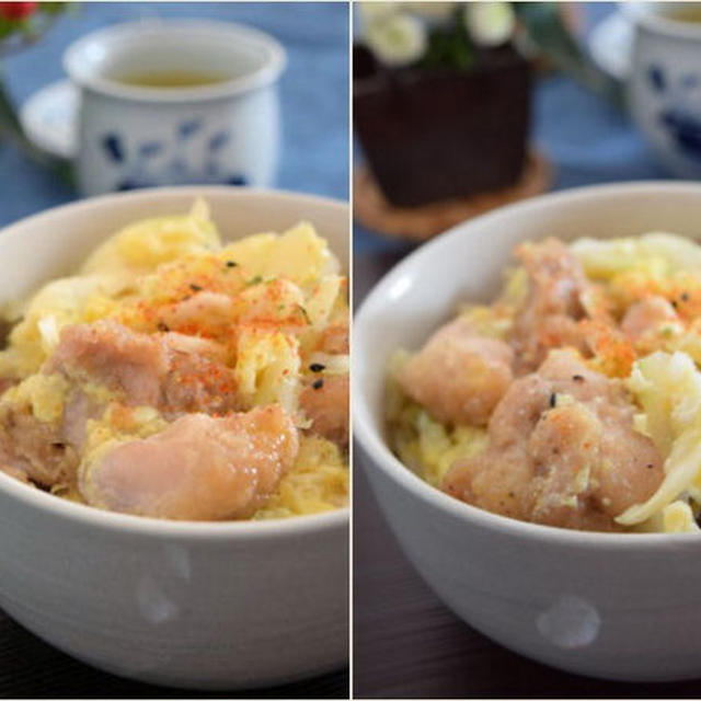 残り物の鳥の唐揚げで親子丼