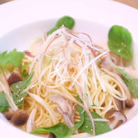キノコの冷製和風スープパスタ♪