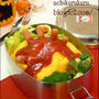 ゾンビオムライス　ハロウィンランチ♪  　青オリーブとトマトとカマンベールのサラダ　お弁当レシピ　ハロウィンレシピ
