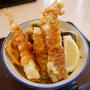さん天の夏野菜と太刀魚の天丼、今日のランチ♪
