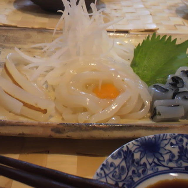 やりいかのお刺身（焼き目、巣ごもり、唐草、縦づま）